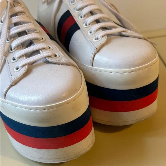 Gucci Women's White Platform PeGGy Sneakers size 36 - Picture 5 of 9